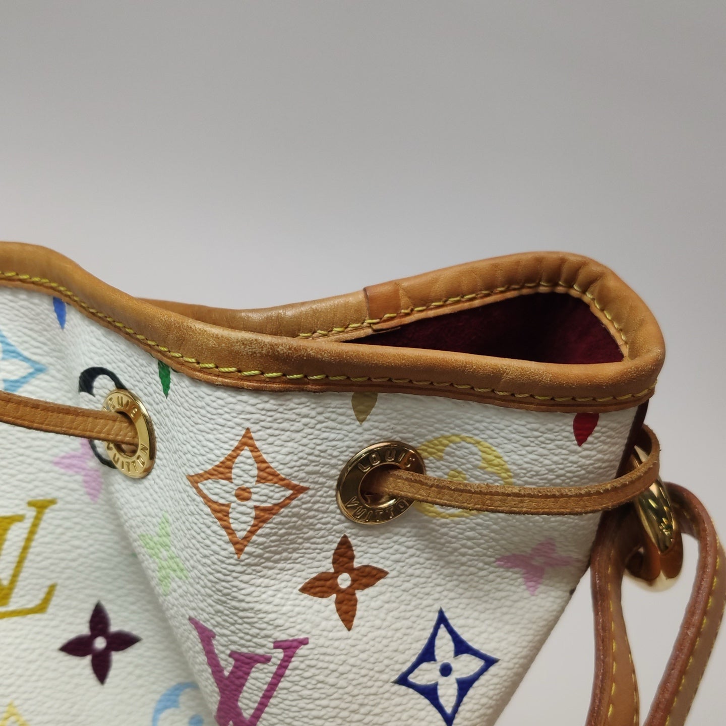 Louis Vuitton - Petit Noé Monogram Multicolore M42229 - Monogram Multicolore Canvas and Vachetta Leather - White with multicolour monogram - (medium)