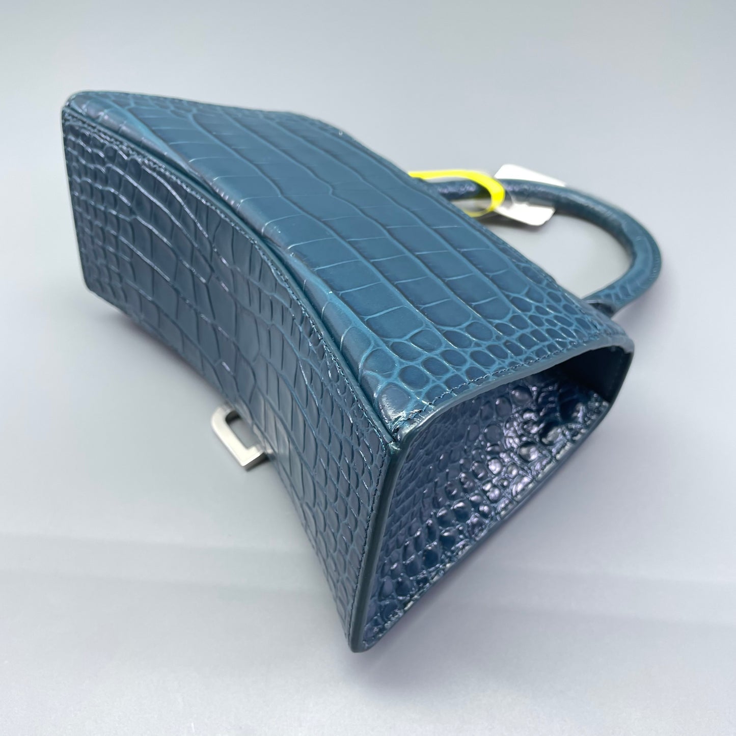 Balenciaga - Hourglass S Bag - Crocodile-embossed leather - Blue - (mini)