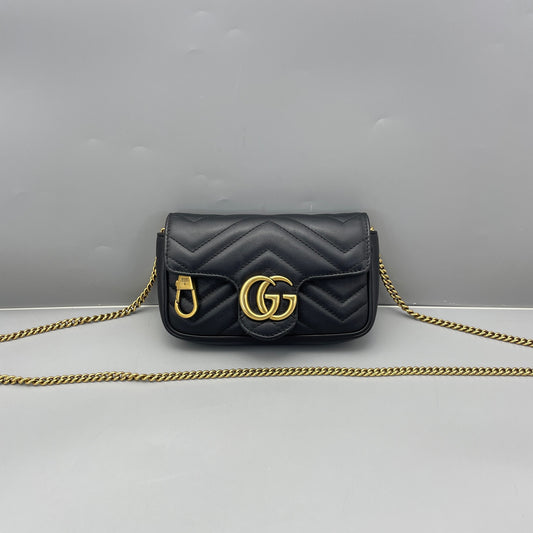 Gucci - GG Marmont Super Mini - Leather - Black - (mini)