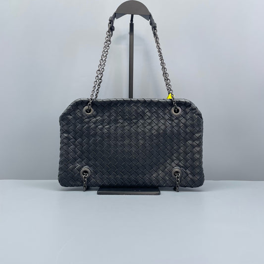 Bottega Veneta - Intrecciato Woven Chain Shoulder Bag - Leather - Black - (small)
