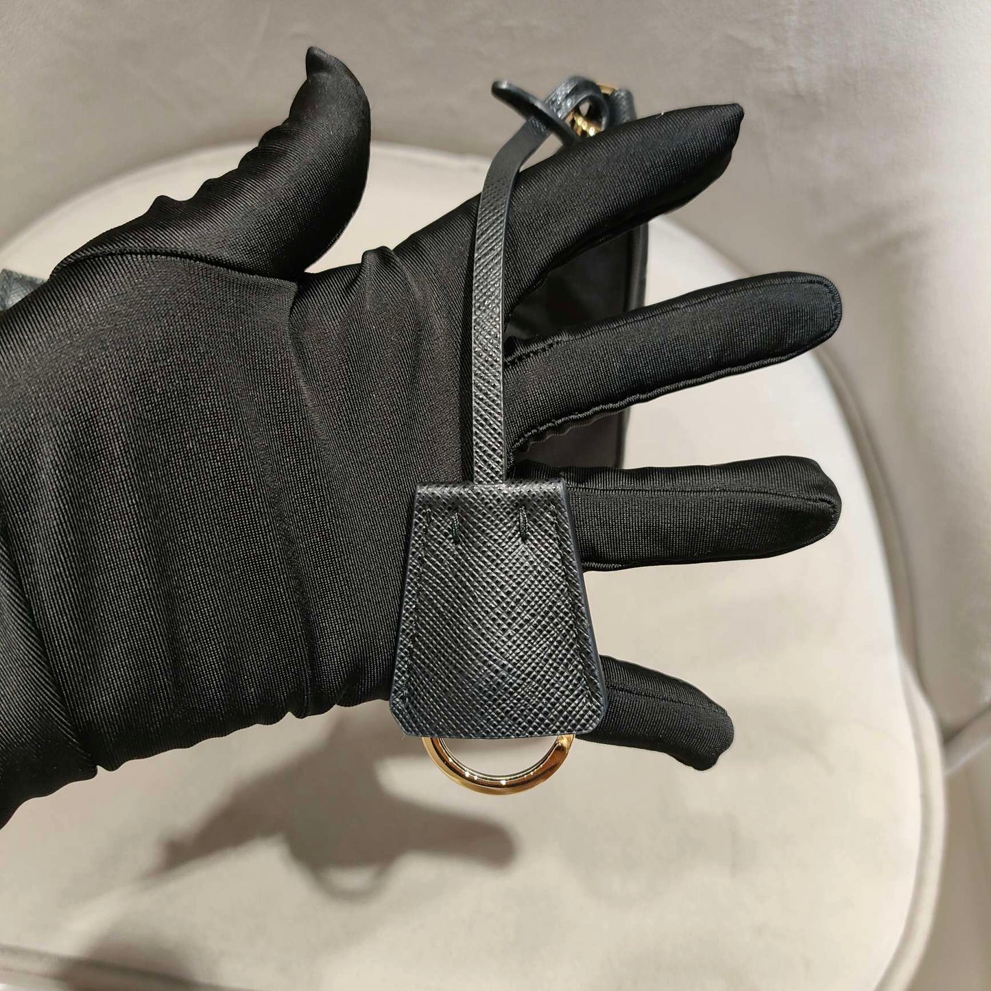 Prada - Re-Edition 1995 Chain Quilted Nylon Handbag - Nylon with Saffiano leather trim - Black with Gold-Tone Hardware - (Small)