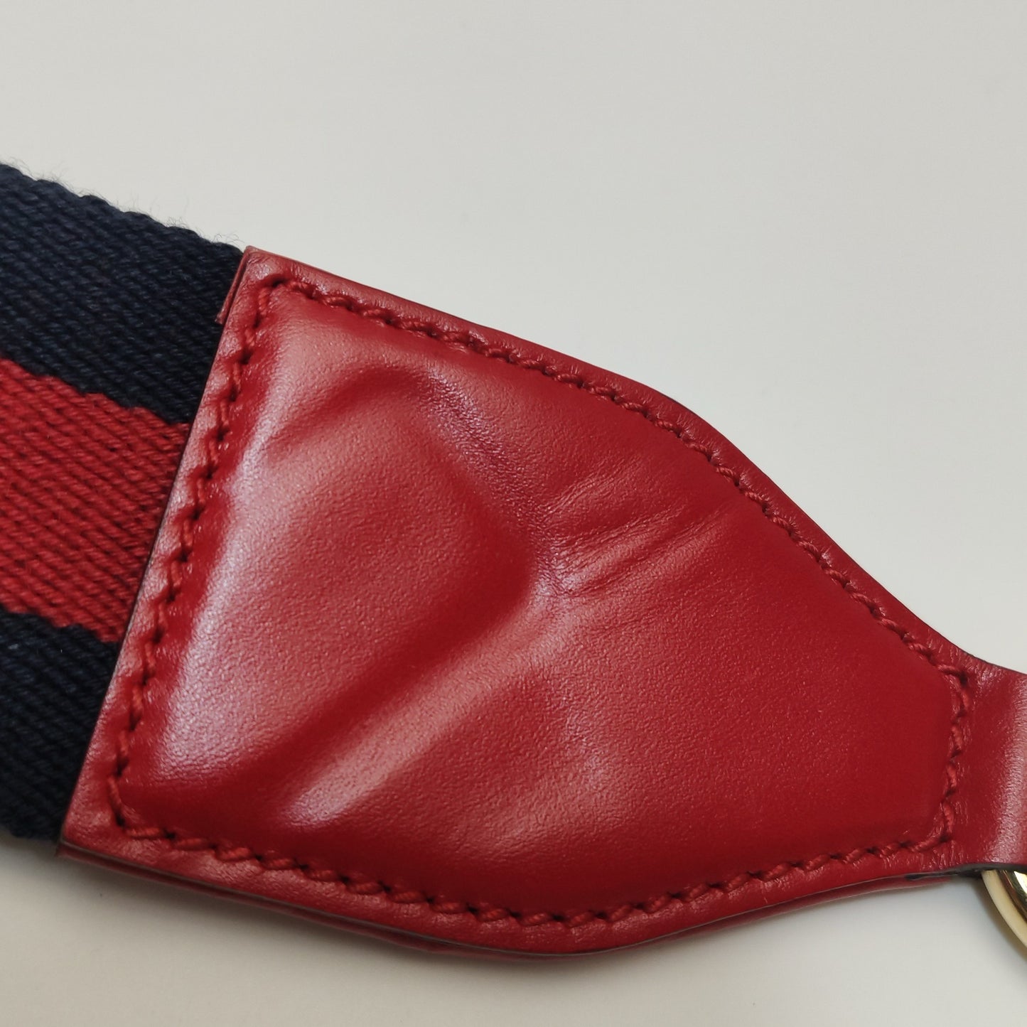 Gucci - Padlock Saddle Bag - Gucci Signature embossed leather with suede lining - Red with navy and red web strap - (small)