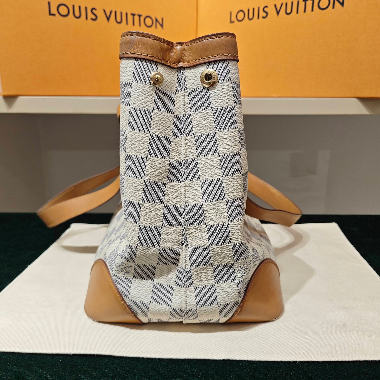 Louis Vuitton - Saleya MM (estimated) - Damier Azur coated canvas with Vachetta leather trim - White - (Medium)