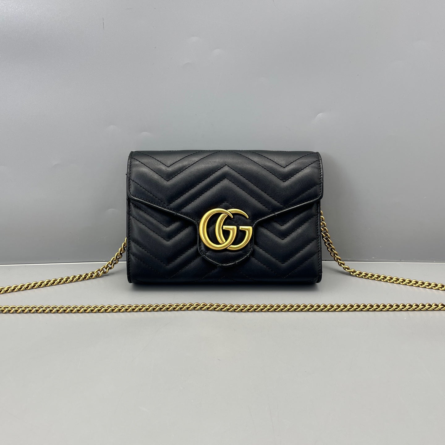 Gucci - Marmont Wallet on Chain - Leather - Black - (mini)