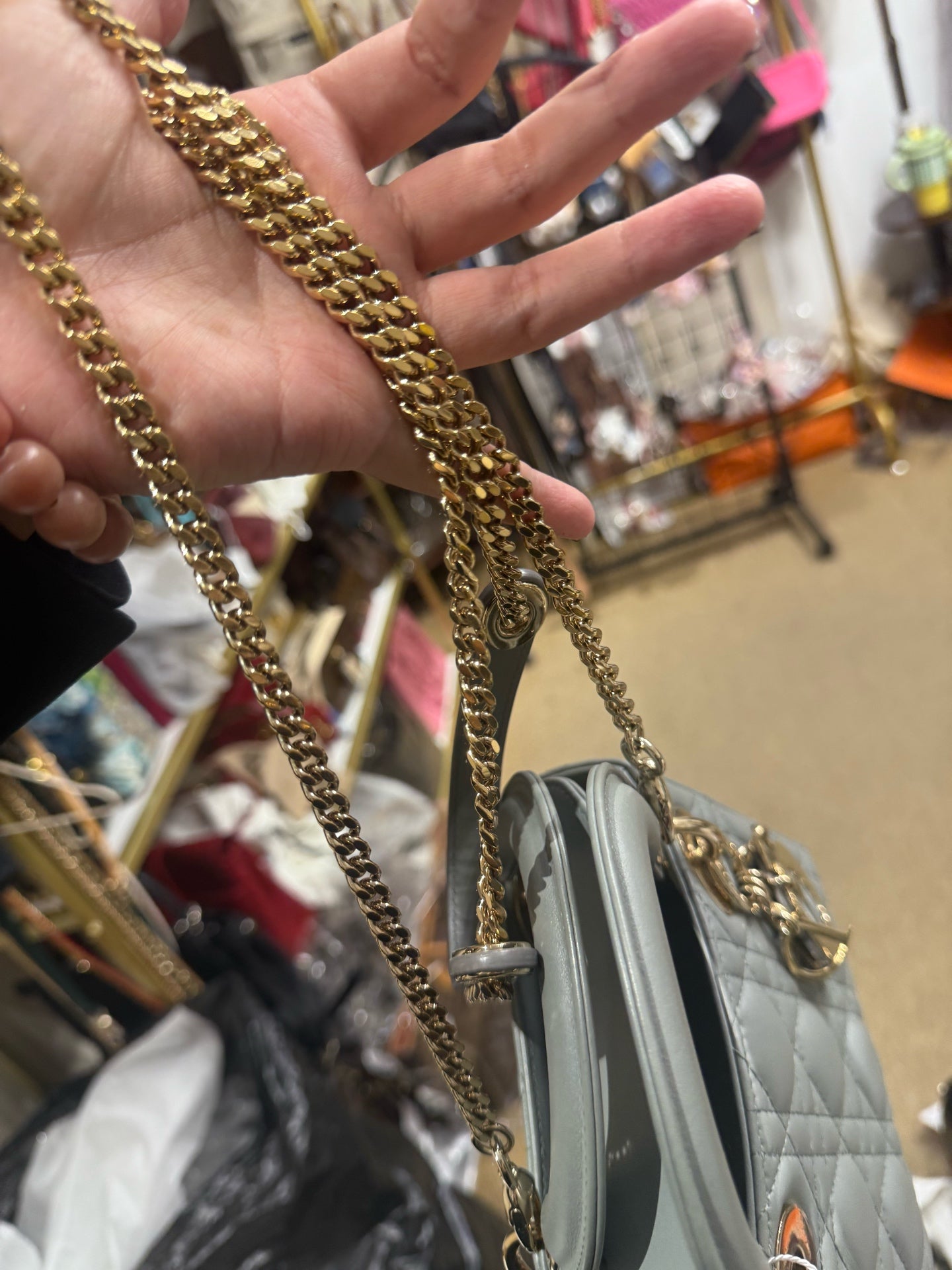 Dior - Lady Dior Mini - Lambskin leather - Grey with Gold-Tone Hardware - (mini)