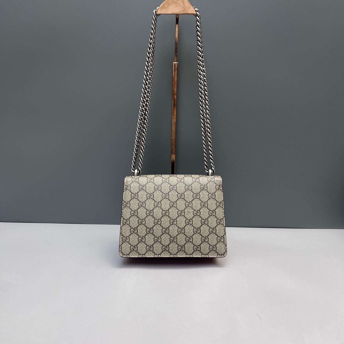 Gucci - Dionysus Chain Bag - GG Supreme canvas and suede leather - Beige, Brown and Red - (Small)