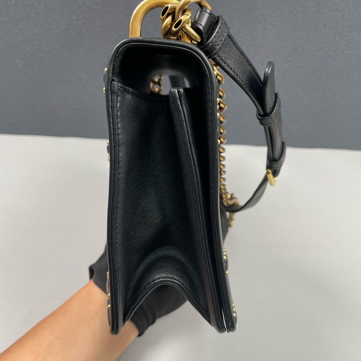 Dior - Diorama Shield Flap Bag - Leather - Black - (medium)