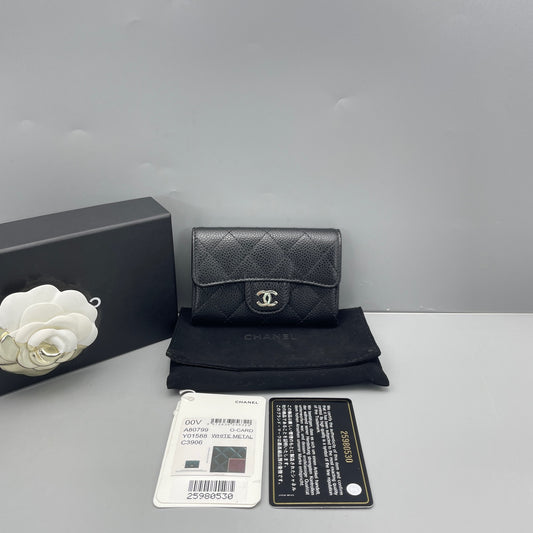 Chanel - Classic Quilted Card Holder - Grained calfskin leather - Black - (small)