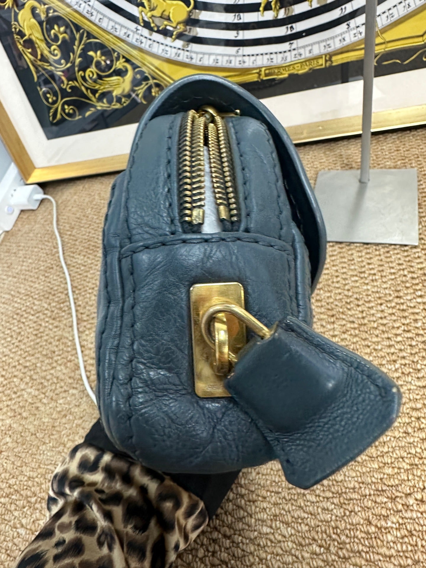 Prada - Yuanbao Flap Crossbody Bag - Leather - Blue - (mini)