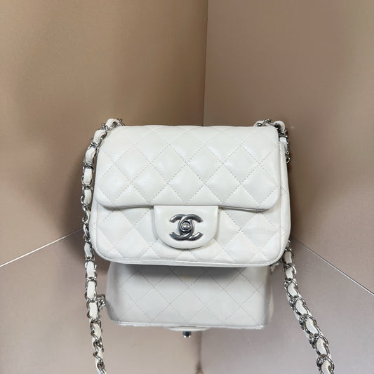 Chanel - Classic Flap Mini Square - Lambskin leather - White - (mini)