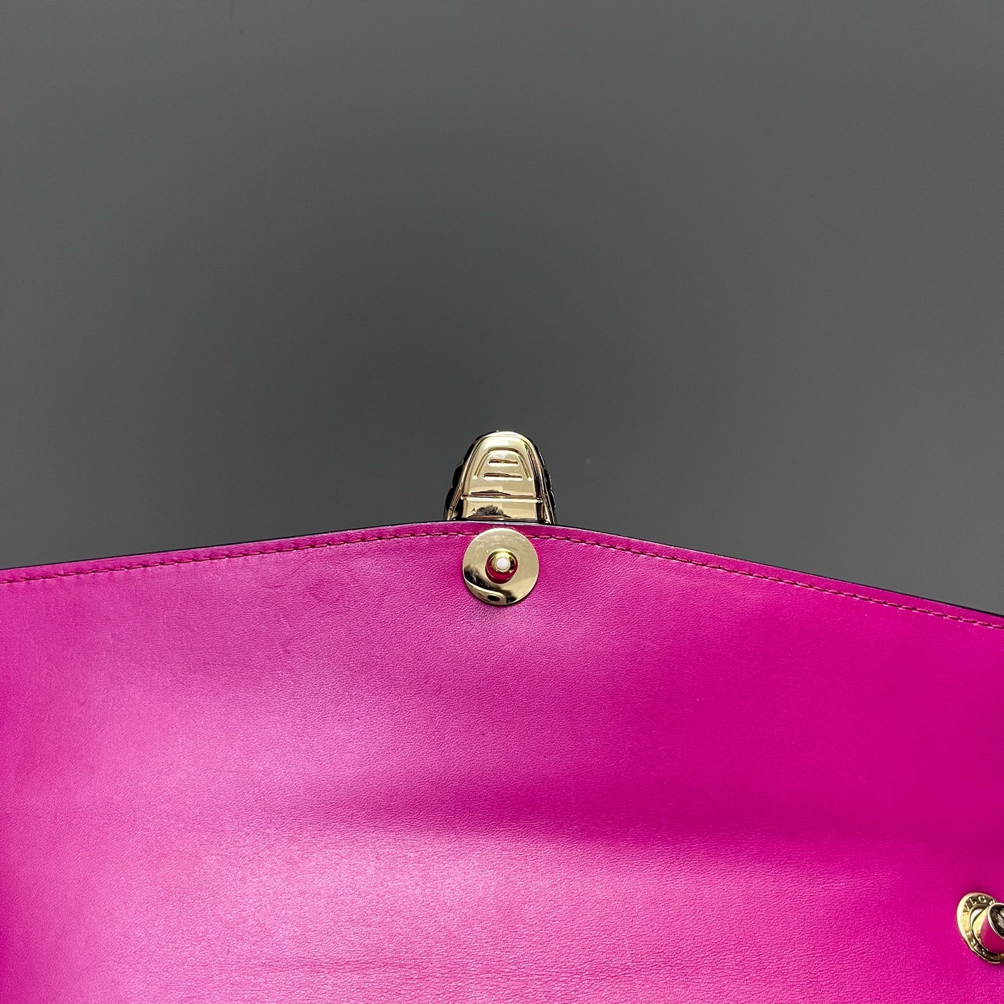 Bvlgari - Serpenti Forever Flap Bag with Studs - Smooth calf leather - Vibrant Magenta with Black Accents and Gold-Tone Hardware - (Medium)