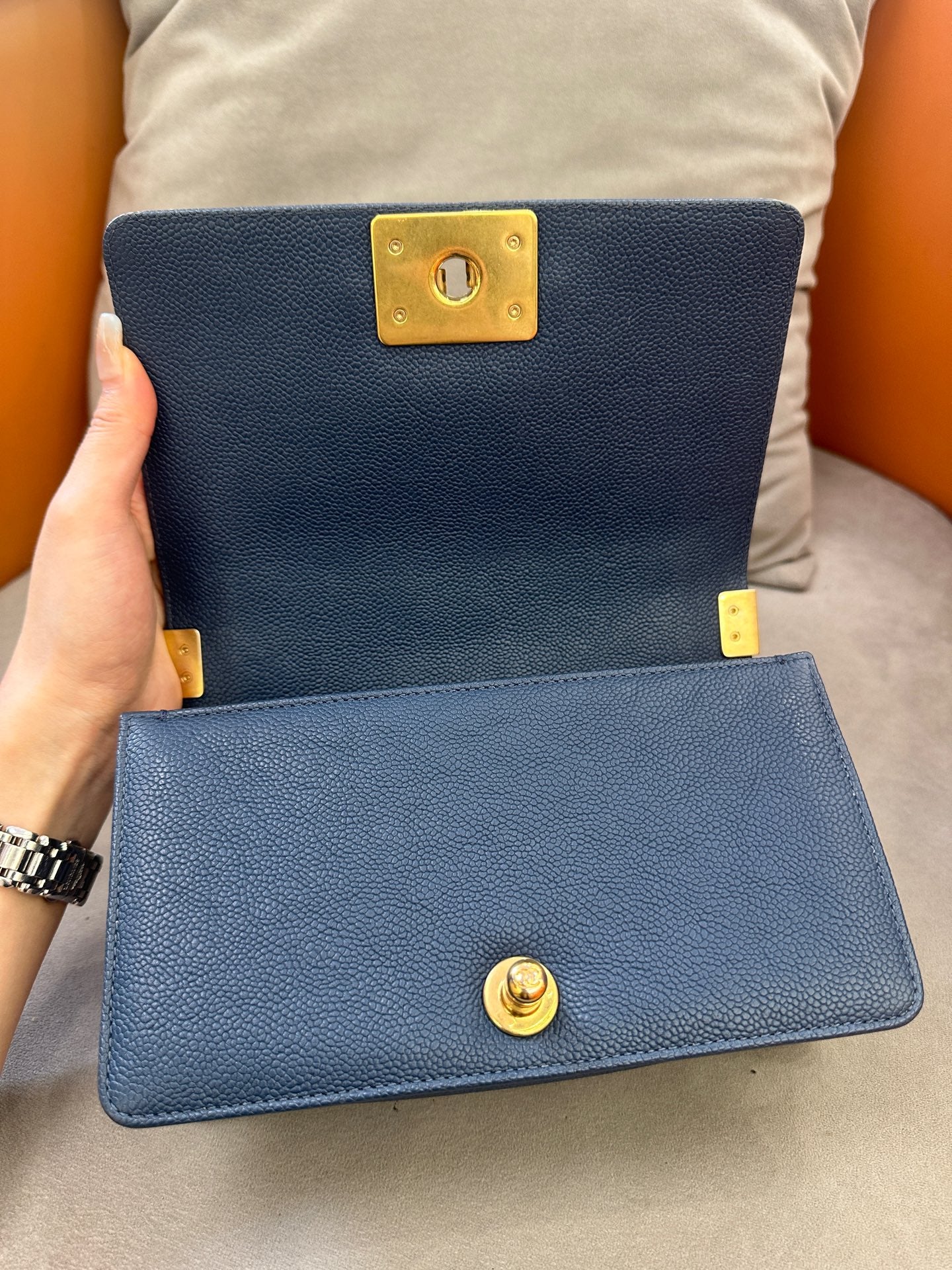Chanel - Boy Bag Small - Grained calfskin leather - Blue - (Small)
