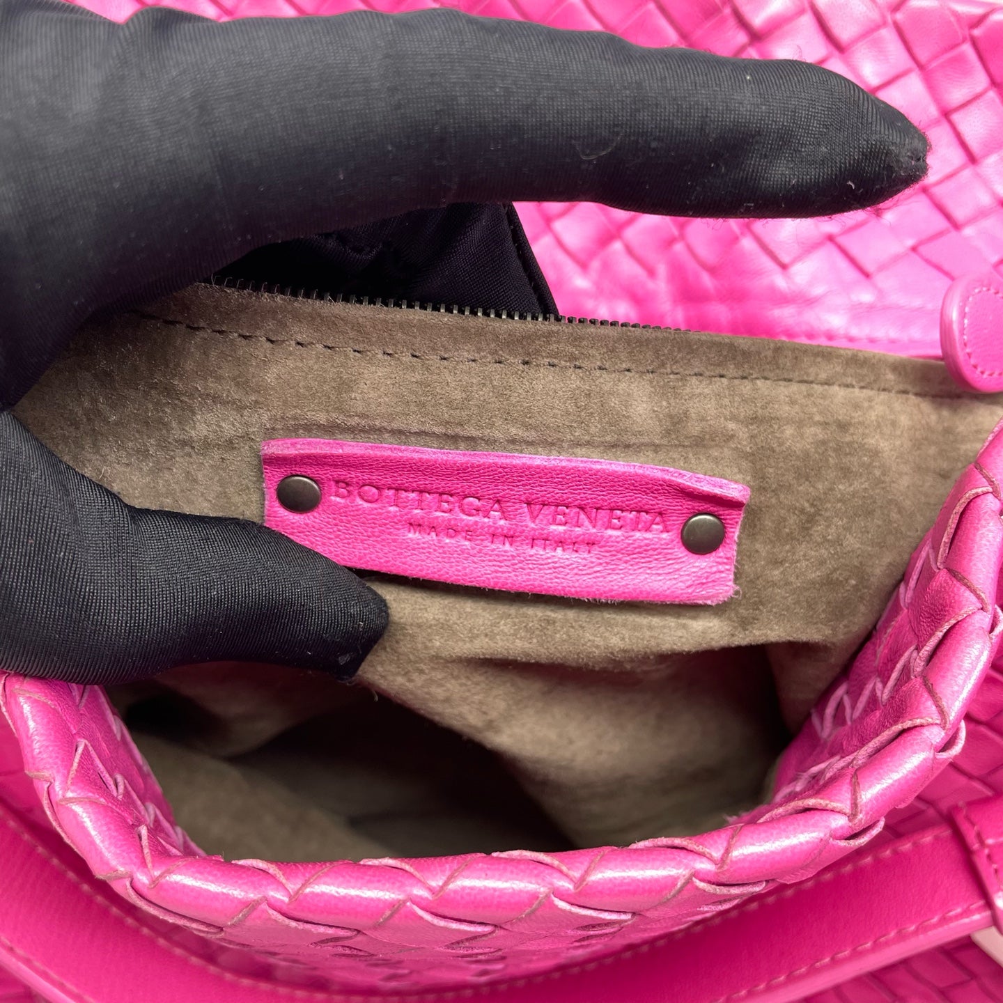 Bottega Veneta - Intrecciato Double-Bridge Tote Bag - Woven Nappa leather - Raspberry Pink - (Medium)