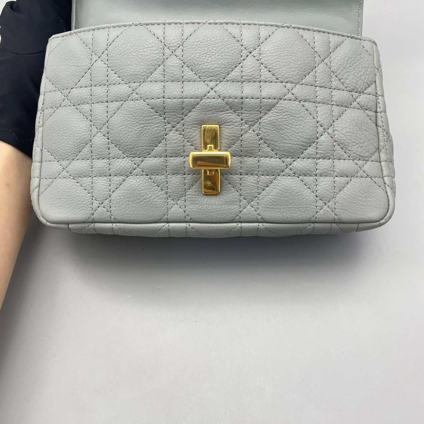 Dior - Caro Chain Bag - Grained leather - Dusty Blue with Gold-Tone Hardware - (Small)