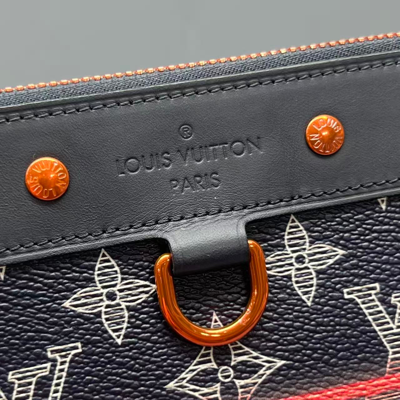 Louis Vuitton - Apollo Clutch Monogram Eclipse 'Pop-Up V' with 'Have a Vuitton Day' - Coated Canvas, Leather trim - Navy - (Large)