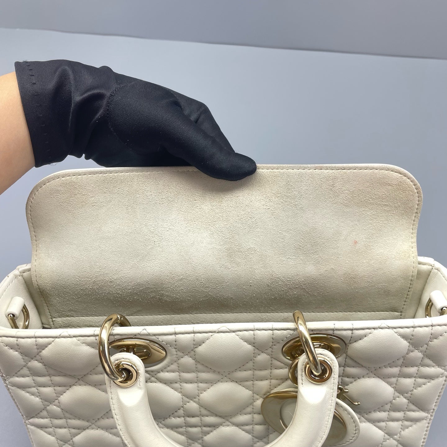 Dior - Lady Dior Horizontal - Lambskin leather - White - (small)