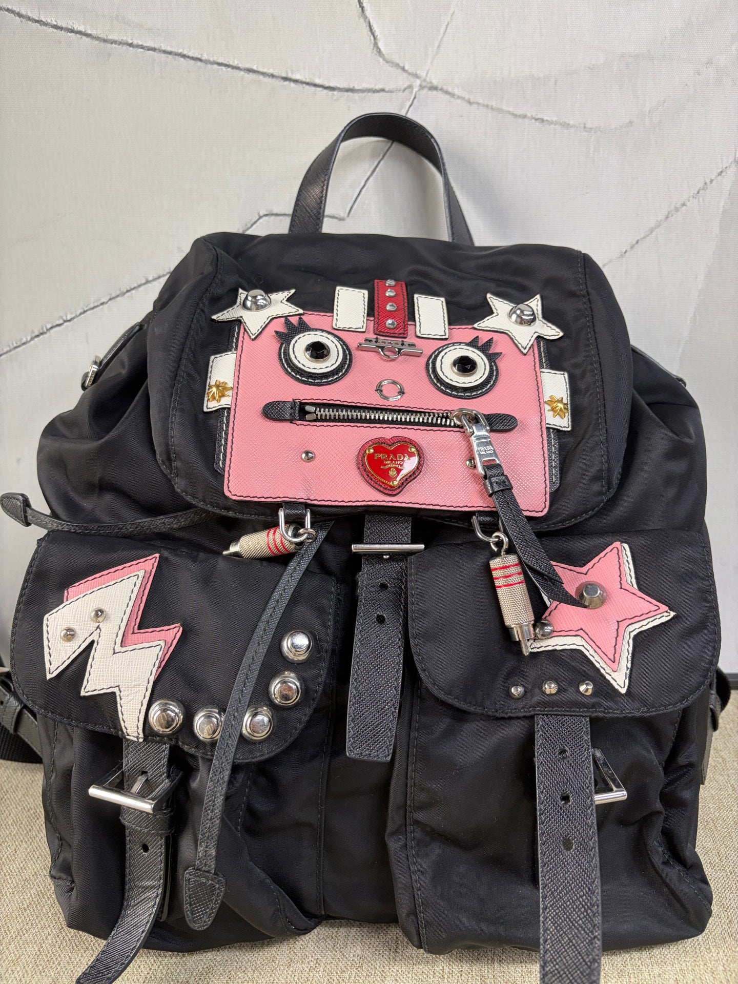 Prada - Robot Backpack - Nylon with Saffiano Leather Trim - Black - (medium)