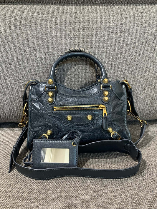 Balenciaga - Mini City (Motorcycle) - Distressed lambskin leather - Grey - (mini)