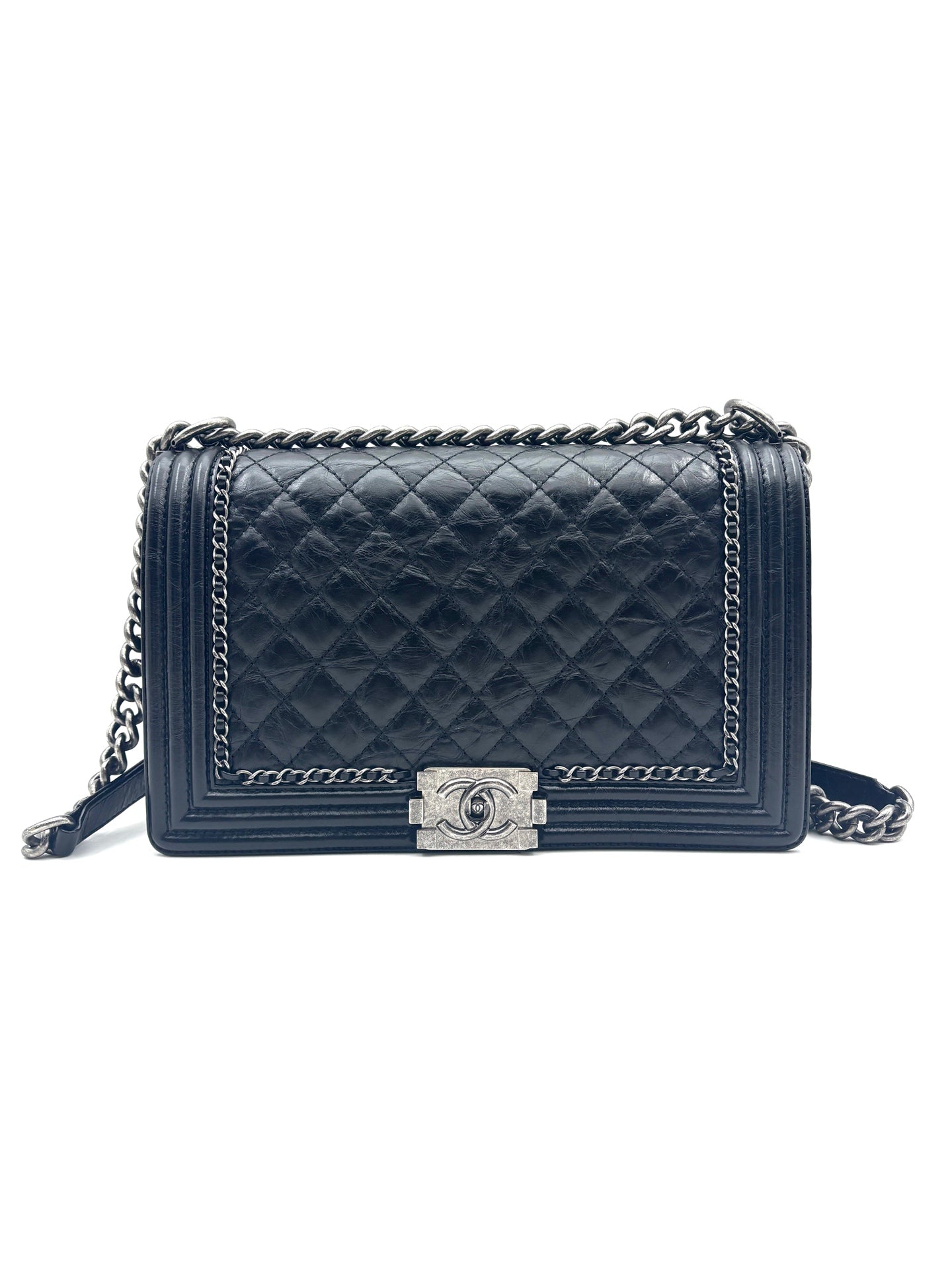 Chanel - Boy Bag - Aged calfskin leather - Black - (Medium)