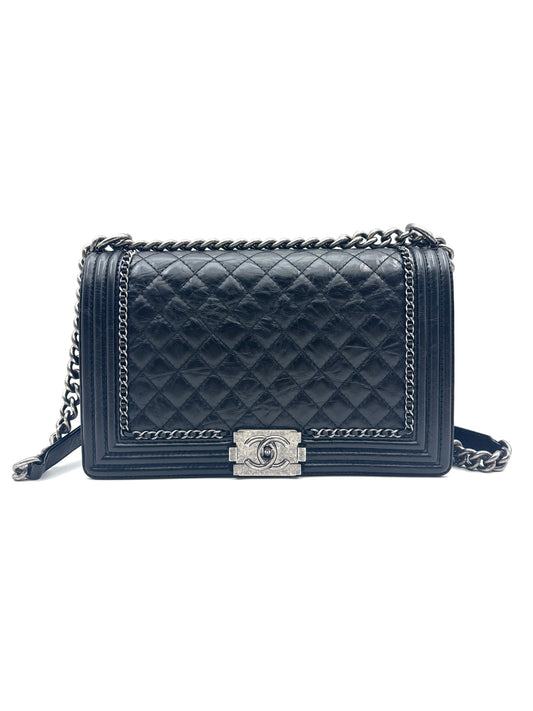 Chanel - Boy Bag - Aged calfskin leather - Black - (Medium)