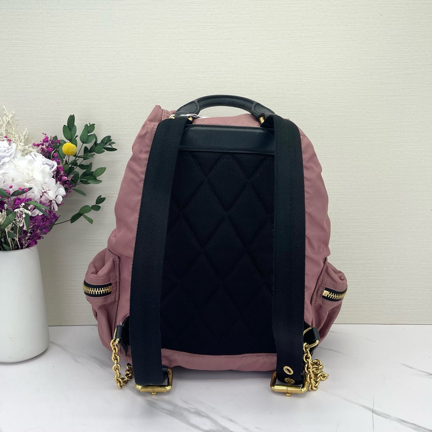 Burberry - The Rucksack - Nylon with Leather Trim - Pink with Black Accents - (Large)