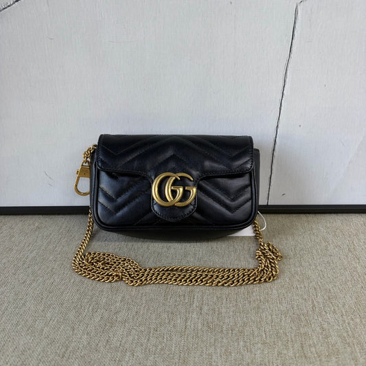 Gucci - GG Marmont Super Mini Bag - Leather - Black - (mini)