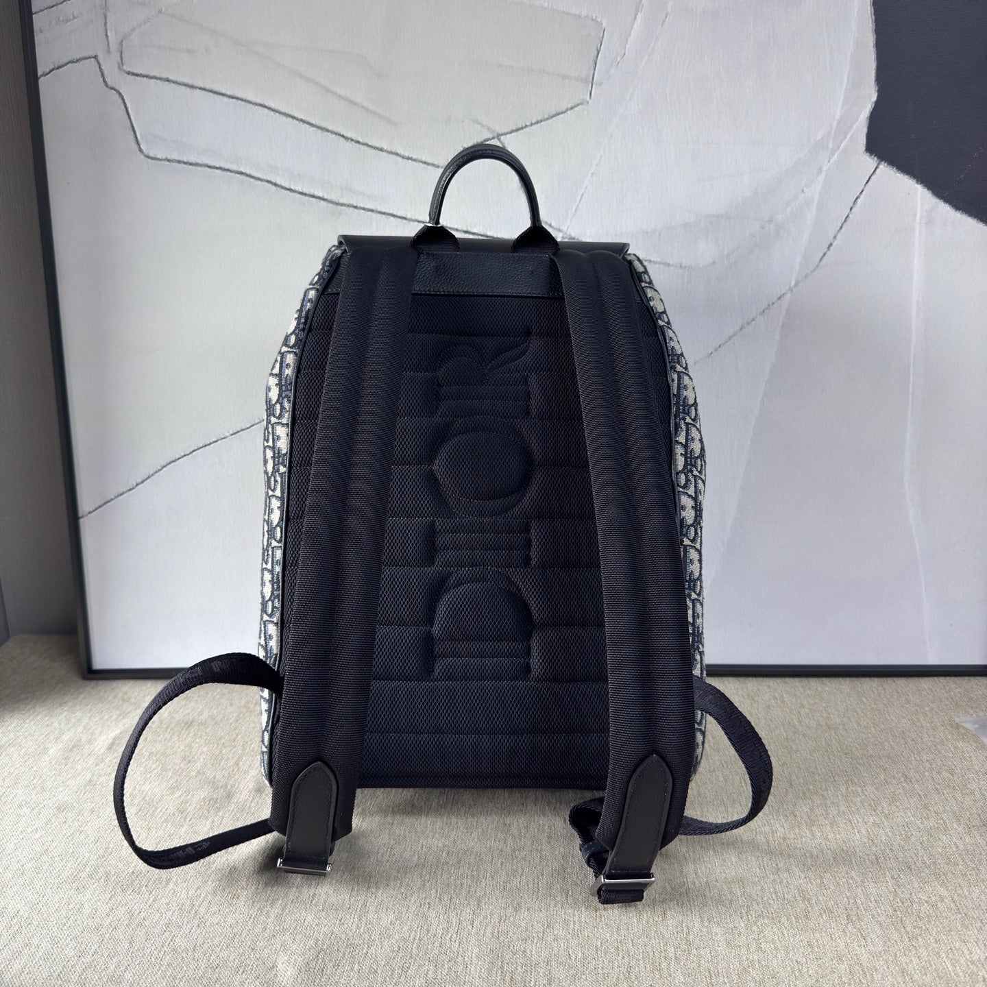 Dior - Rider Backpack - Embroidered canvas and grained leather - Blue - (medium)