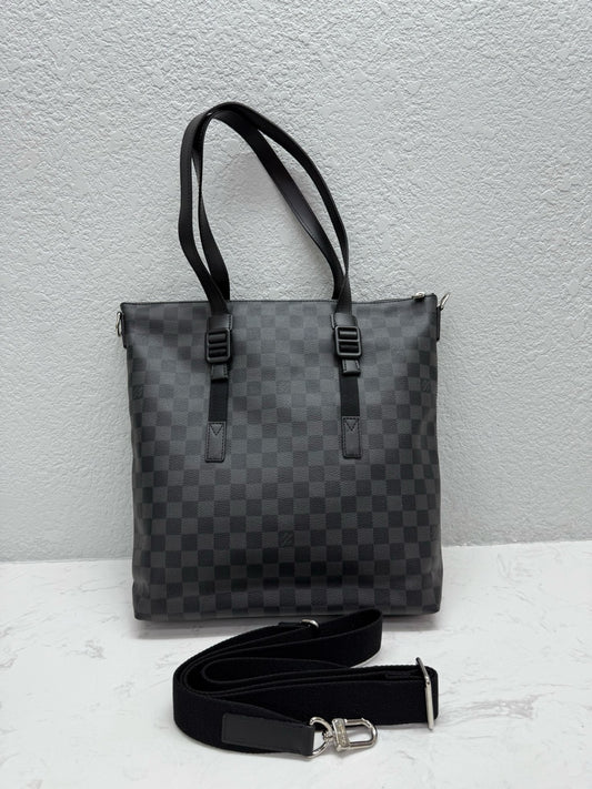 Louis Vuitton - Sac Plat PM - Damier Graphite coated canvas with leather trim - Black - (medium)