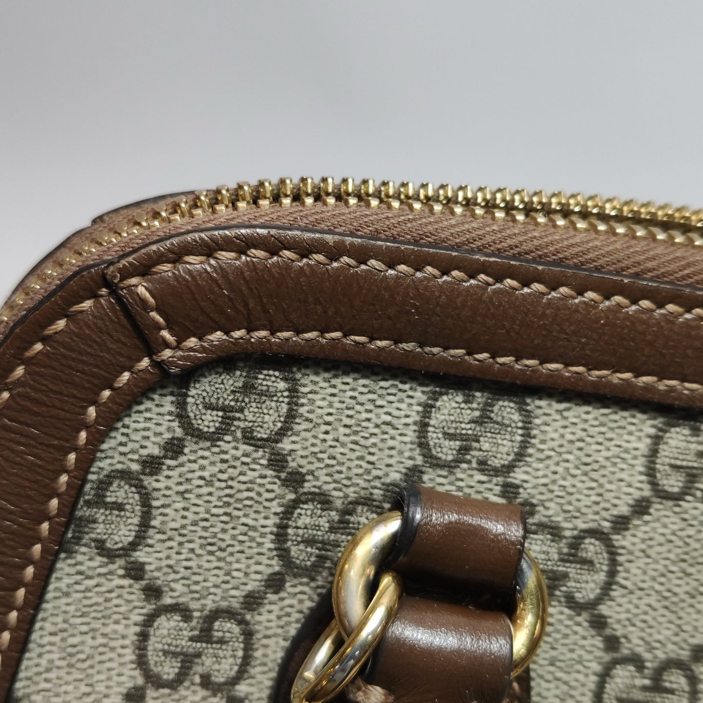 Gucci - Horsebit 1955 - GG Supreme canvas with leather trim - Beige and Brown - (small)