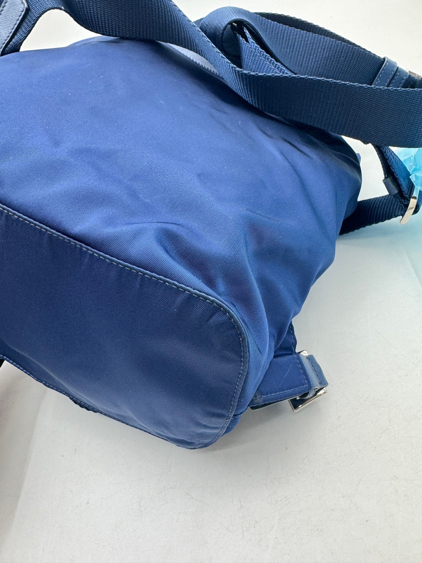 Prada - Nylon Flap Backpack - Polyamide nylon with leather trim - Blue - (medium)