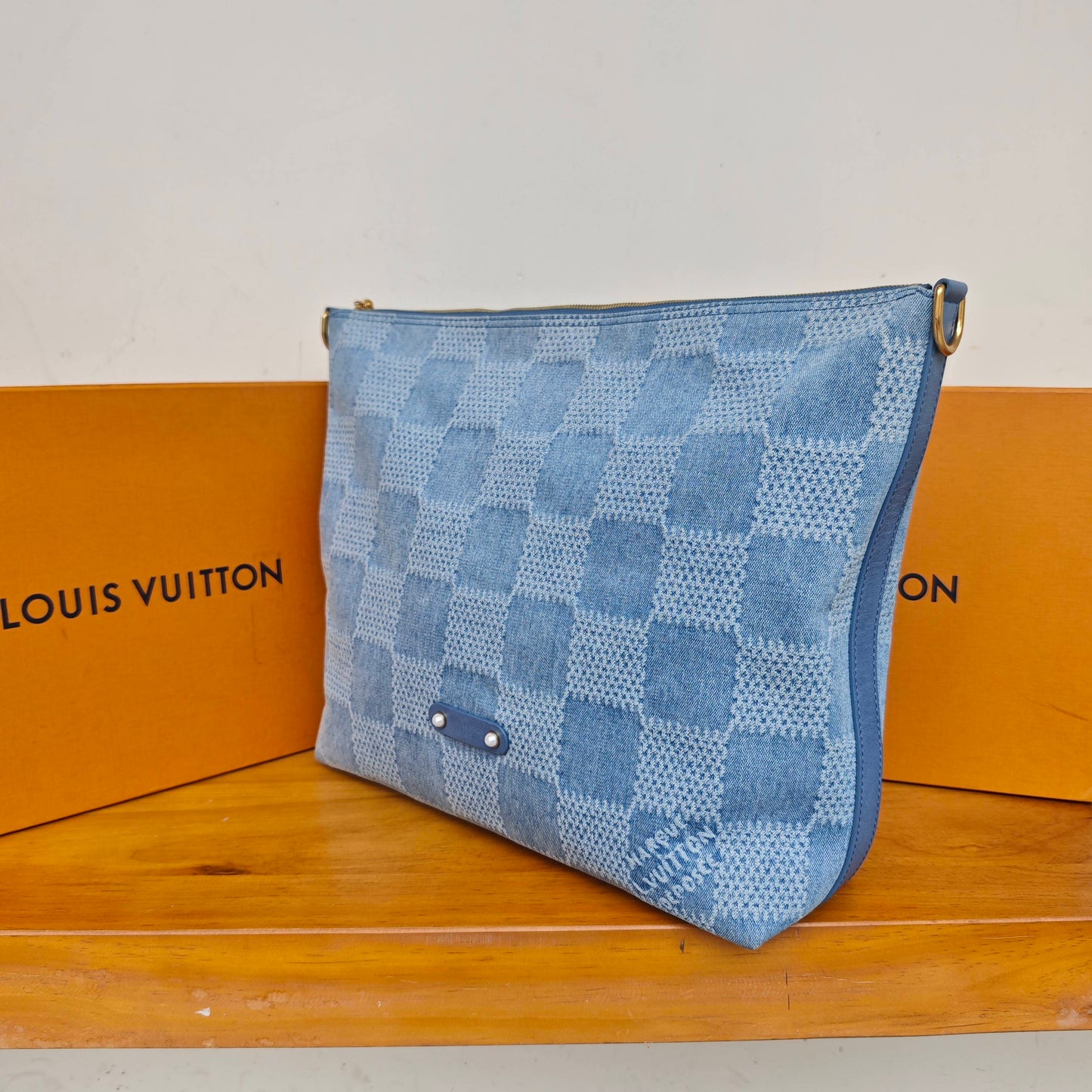 Louis Vuitton - Vagabond Hobo Bag - Denim cotton canvas with leather trim - Blue - (medium)