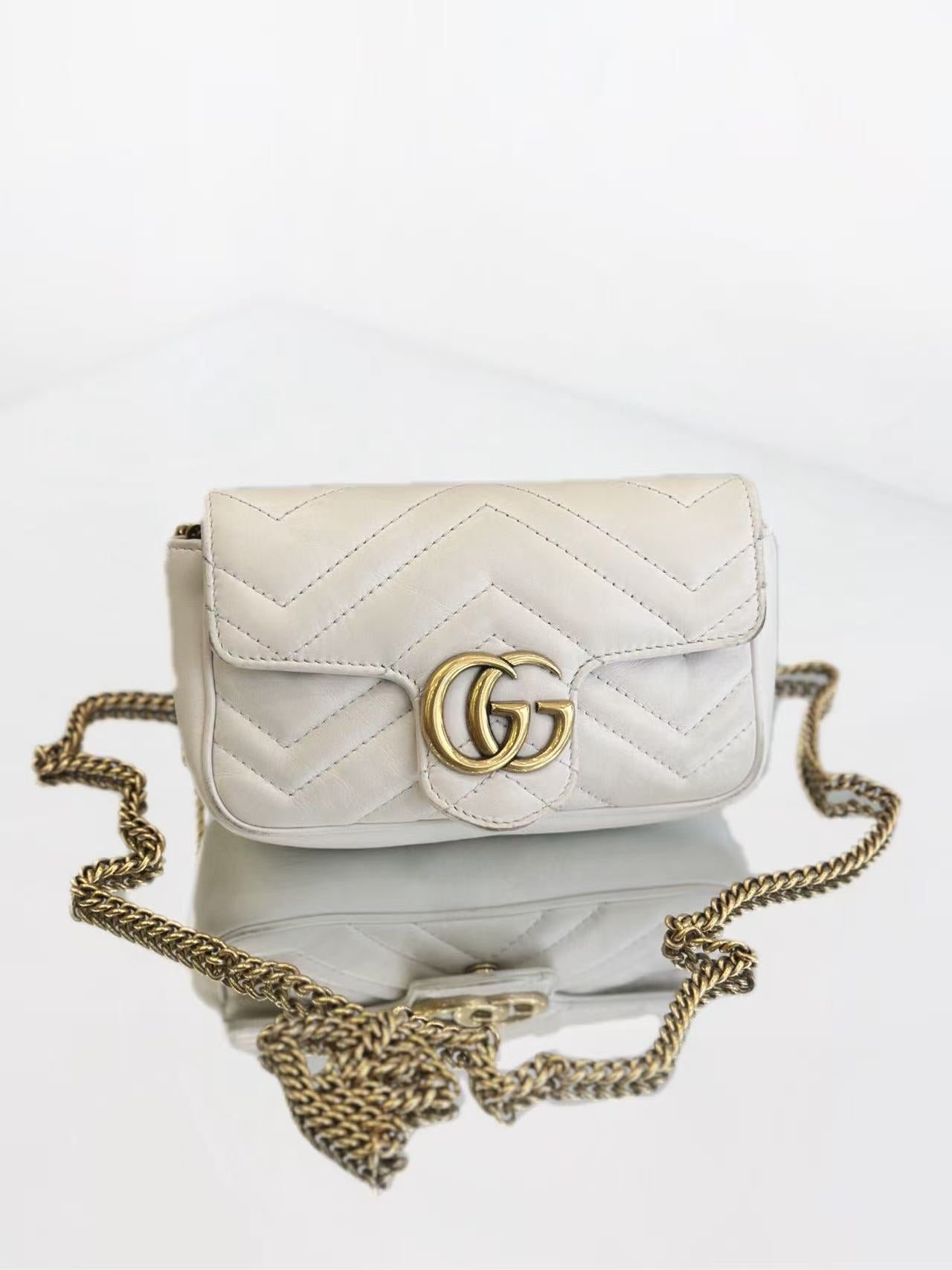Gucci - Marmont Mini Chain Bag - Leather - White - (mini)