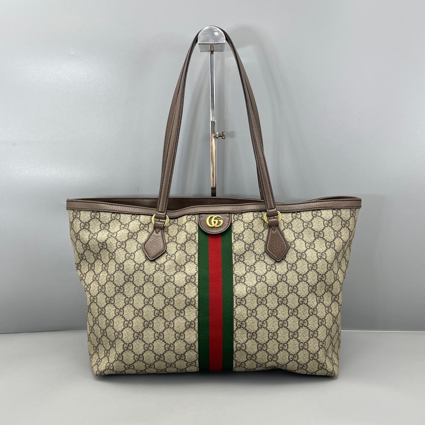 Gucci - Ophidia Tote - GG Supreme canvas with leather trim - Ebony - (medium)