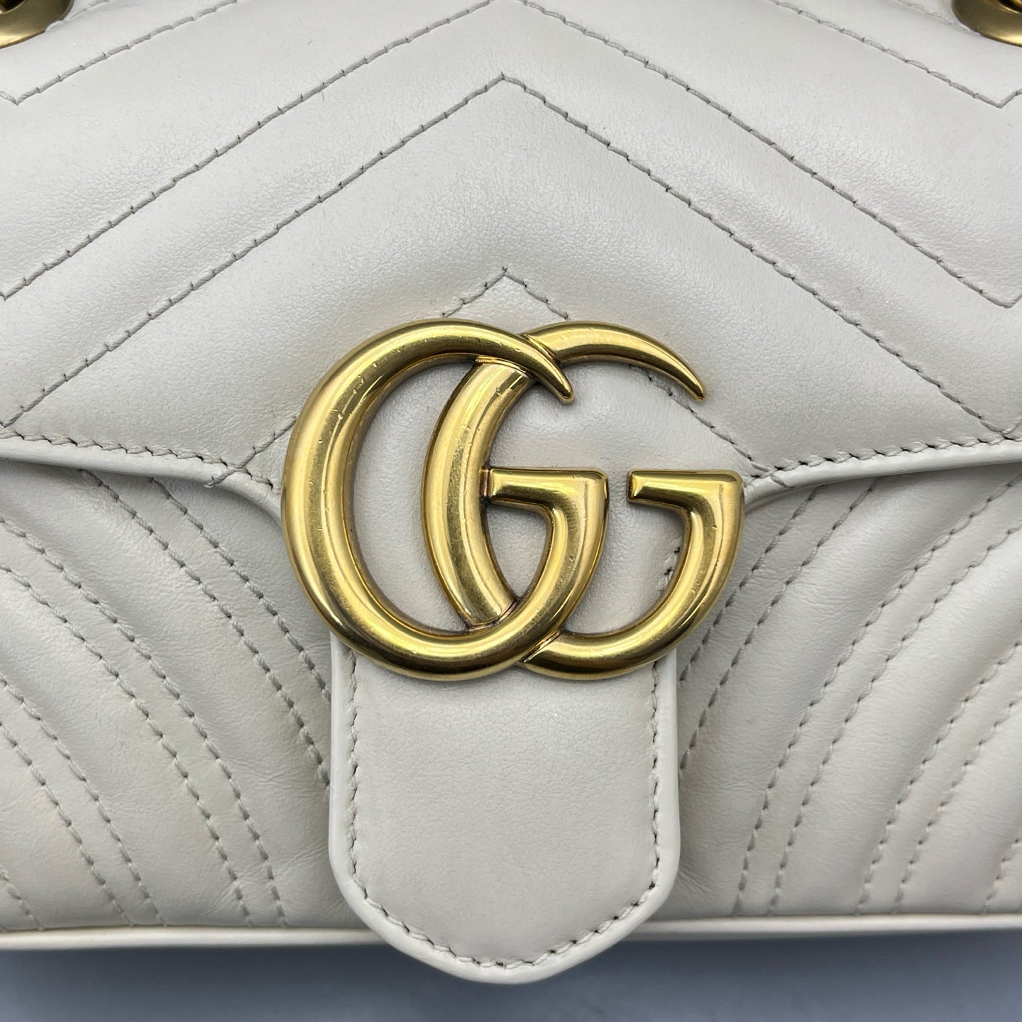 Gucci - GG Marmont Small Shoulder Bag - Leather - White - (small)