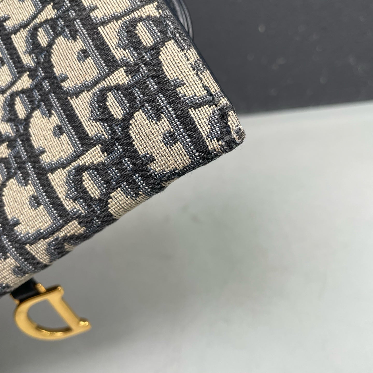 Dior - Saddle Two-in-One WOC Chain Bag - Embroidered Oblique canvas with leather trim - Blue - (mini)