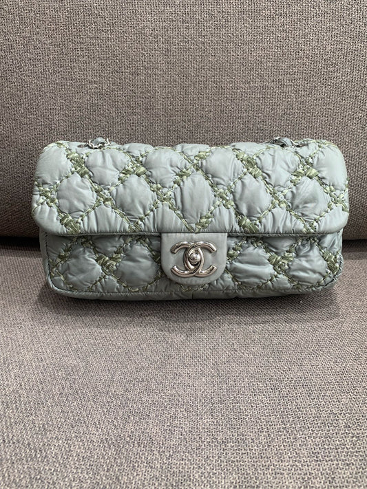 Chanel - Classic Flap Puffer Bag - Polyamide - Green - (Small)