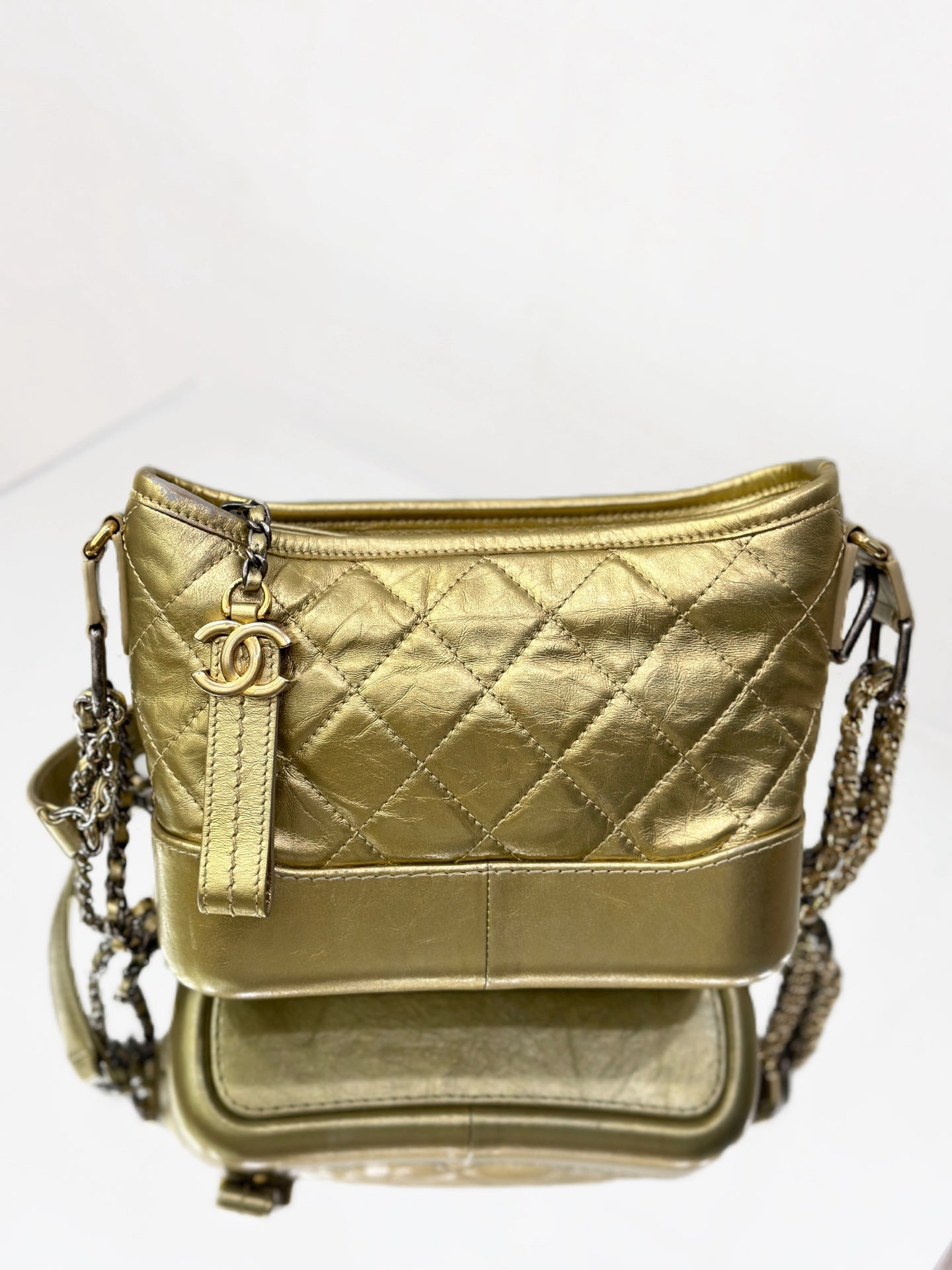 Chanel - Gabrielle Hobo Bag Small - Aged calfskin leather - Gold - (small)