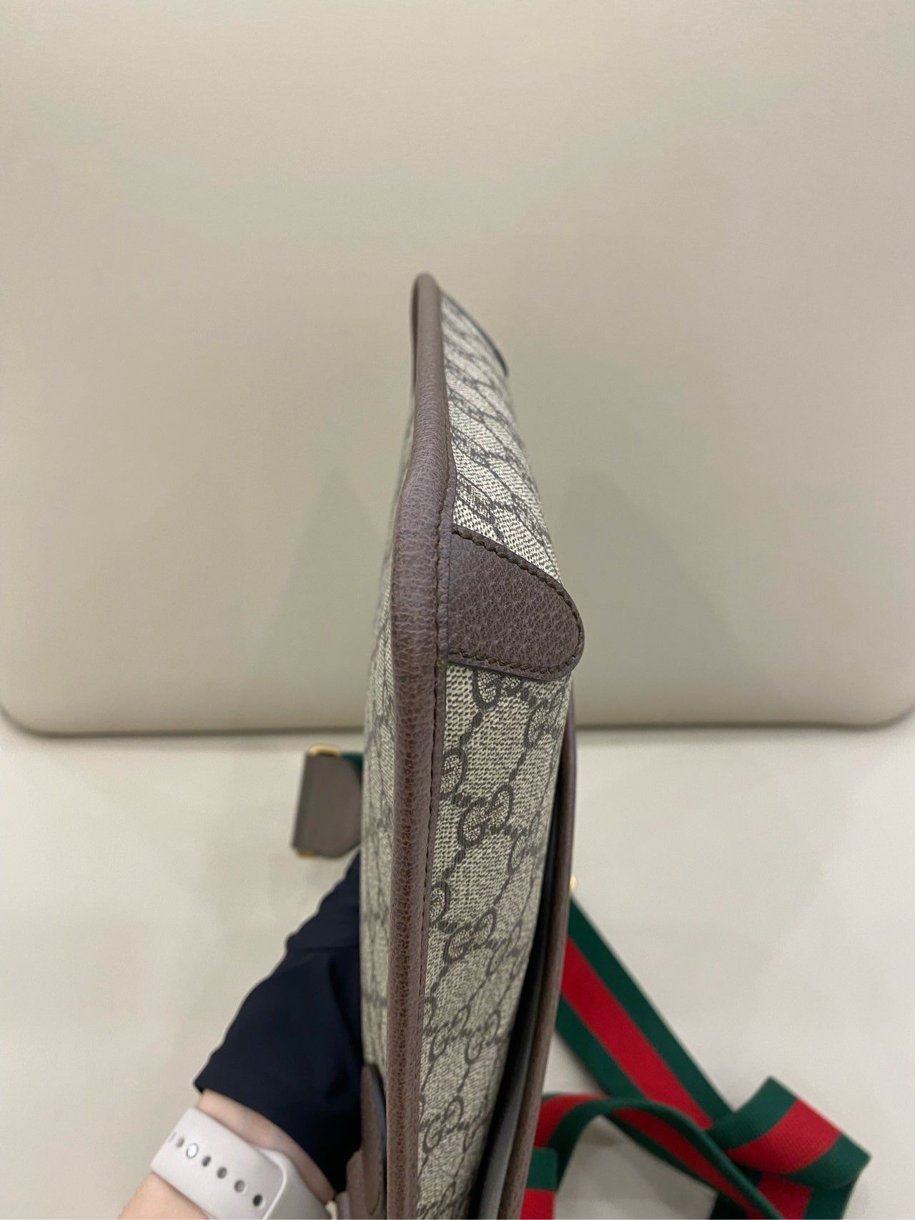 Gucci - Tiger Head Envelope Crossbody Bag - GG Supreme canvas with leather trim - Beige with brown trim and multicolour Web stripe - (Small)