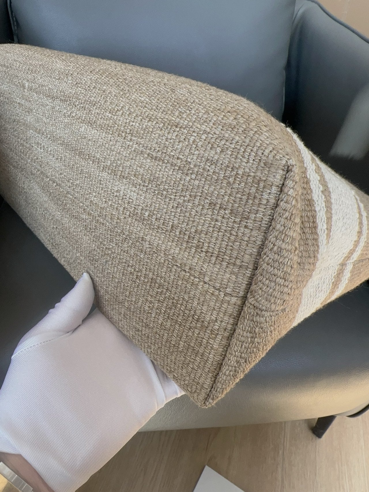 Celine - Cabas Woven Tote - Woven textile and leather - Beige - (Large)