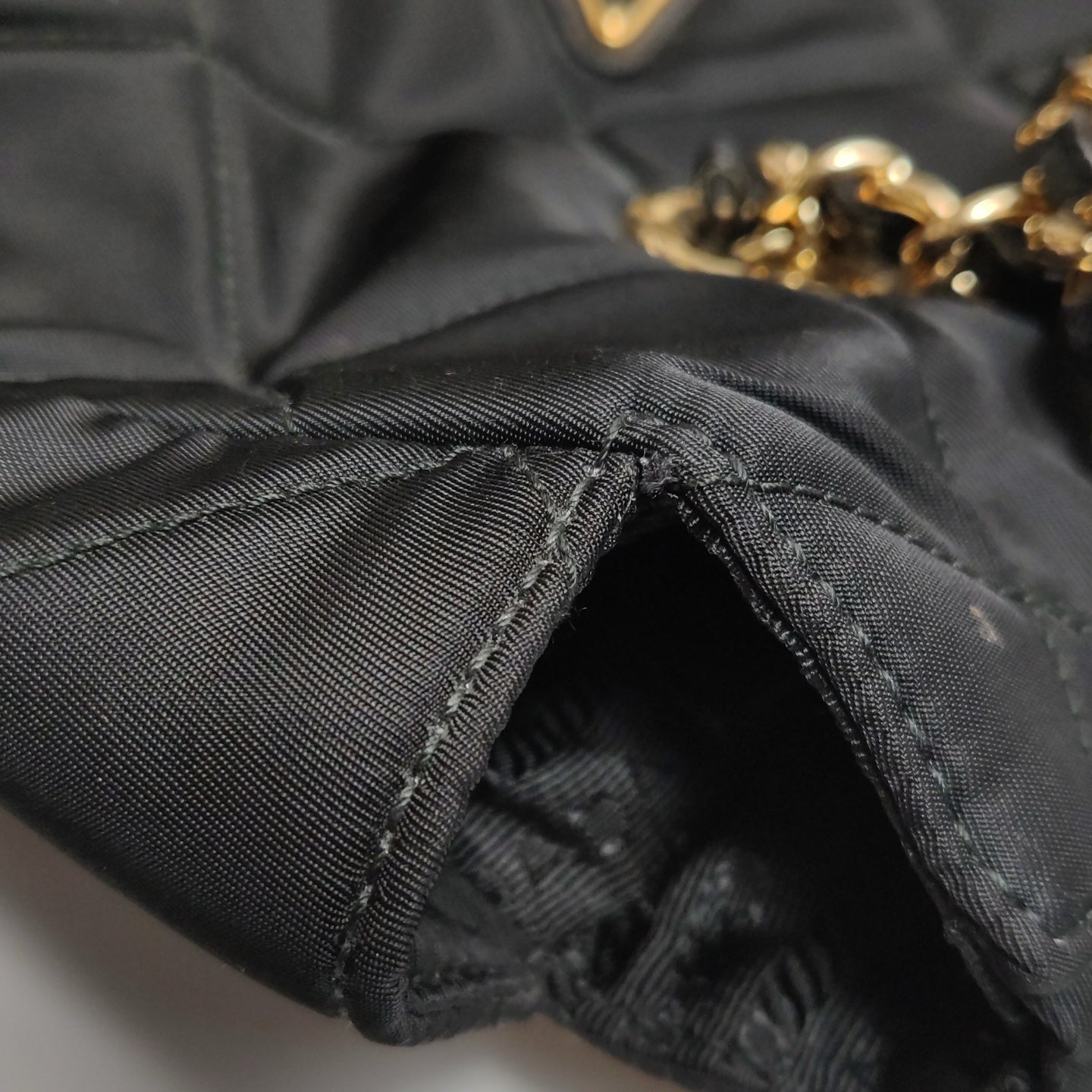 Prada - Quilted Tessuto Chain Shoulder Bag - Quilted Tessuto nylon with Saffiano leather trim - Black - (Medium)