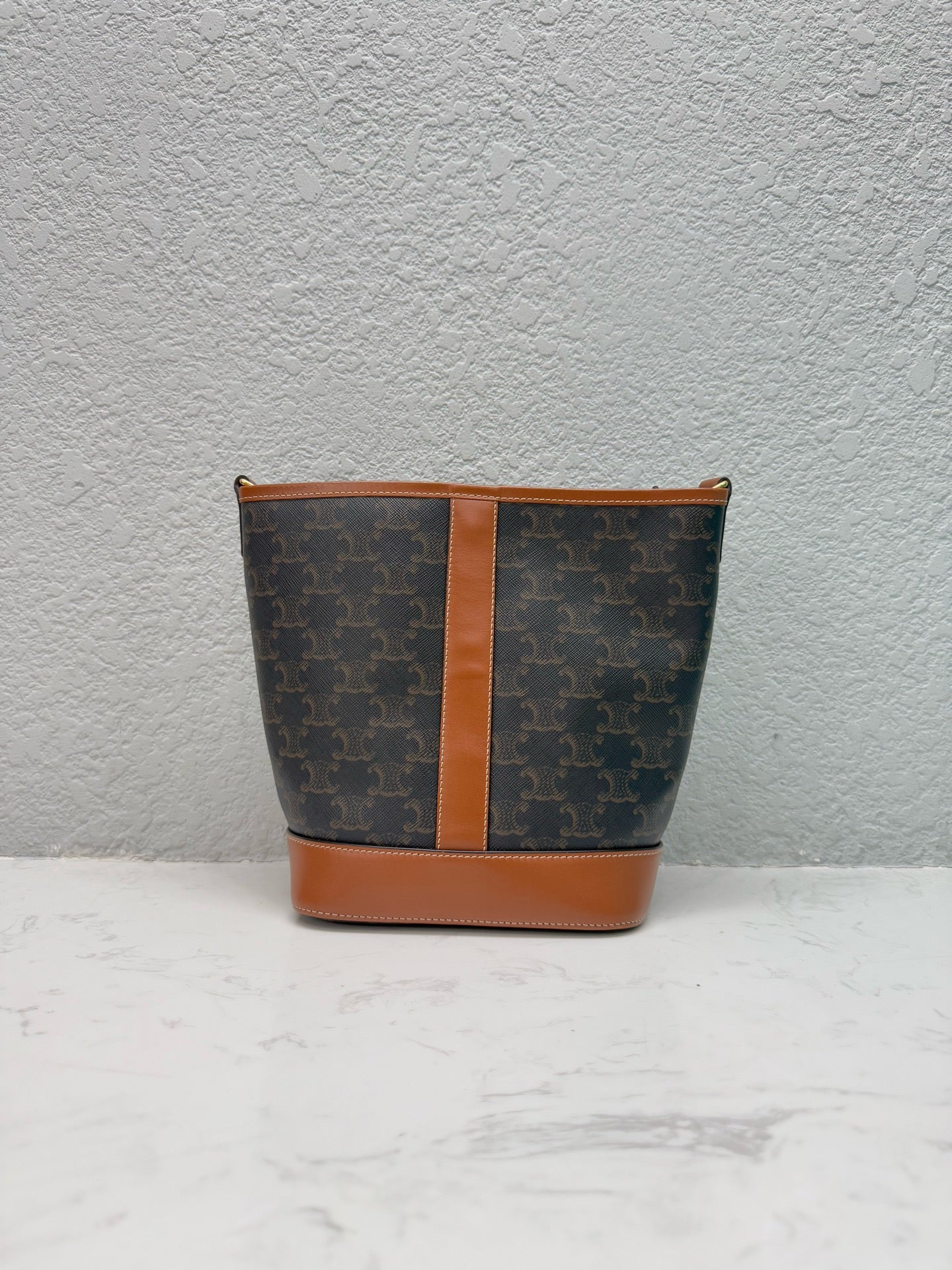 Celine - Small Triomphe Canvas Bucket Bag - Coated canvas and leather - Brown - (Small)