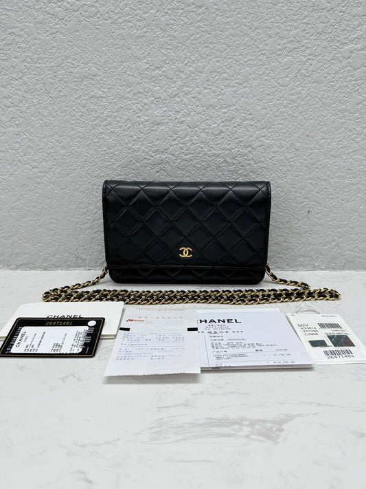Chanel - WOC (Wallet on Chain) - Lambskin leather - Black - (mini)