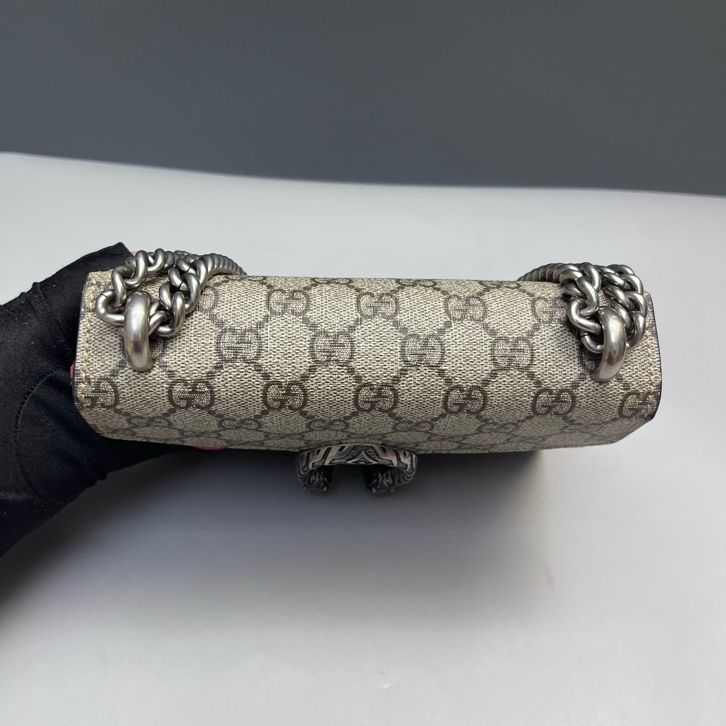Gucci - Dionysus Mini Chain Bag - GG Supreme canvas with Suede - Beige with Red accents - (mini)