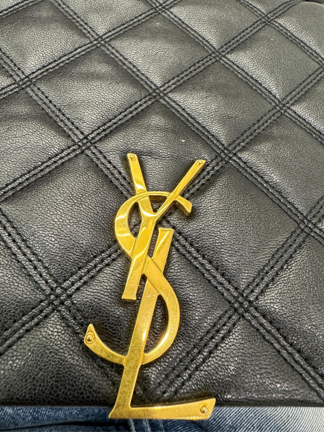 Saint Laurent - Becky Flap Bag - Pebbled calfskin leather - Black - (Medium)