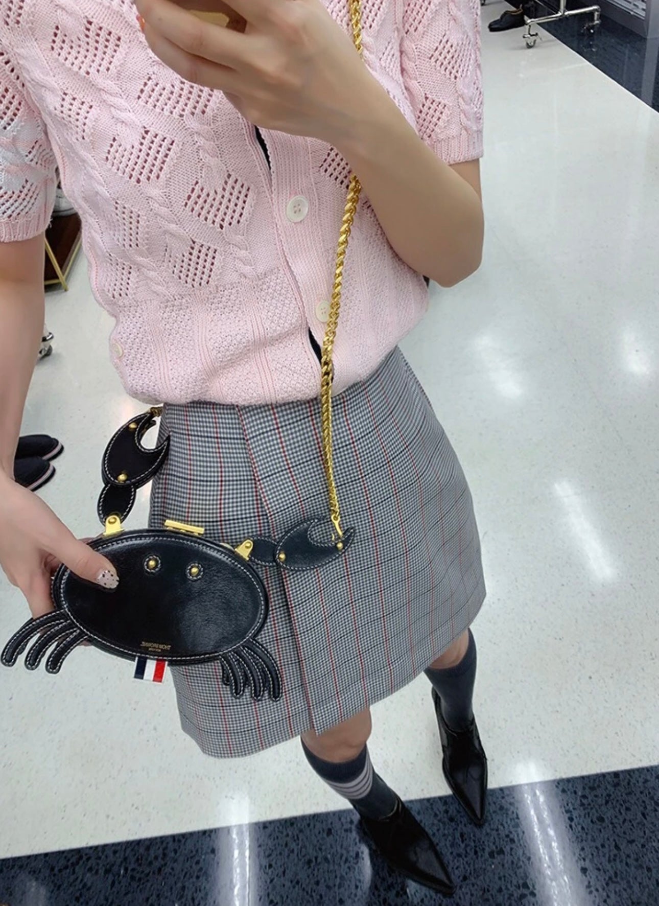 Thom Browne - Crab Box Chain Bag - Leather - Black - (mini)