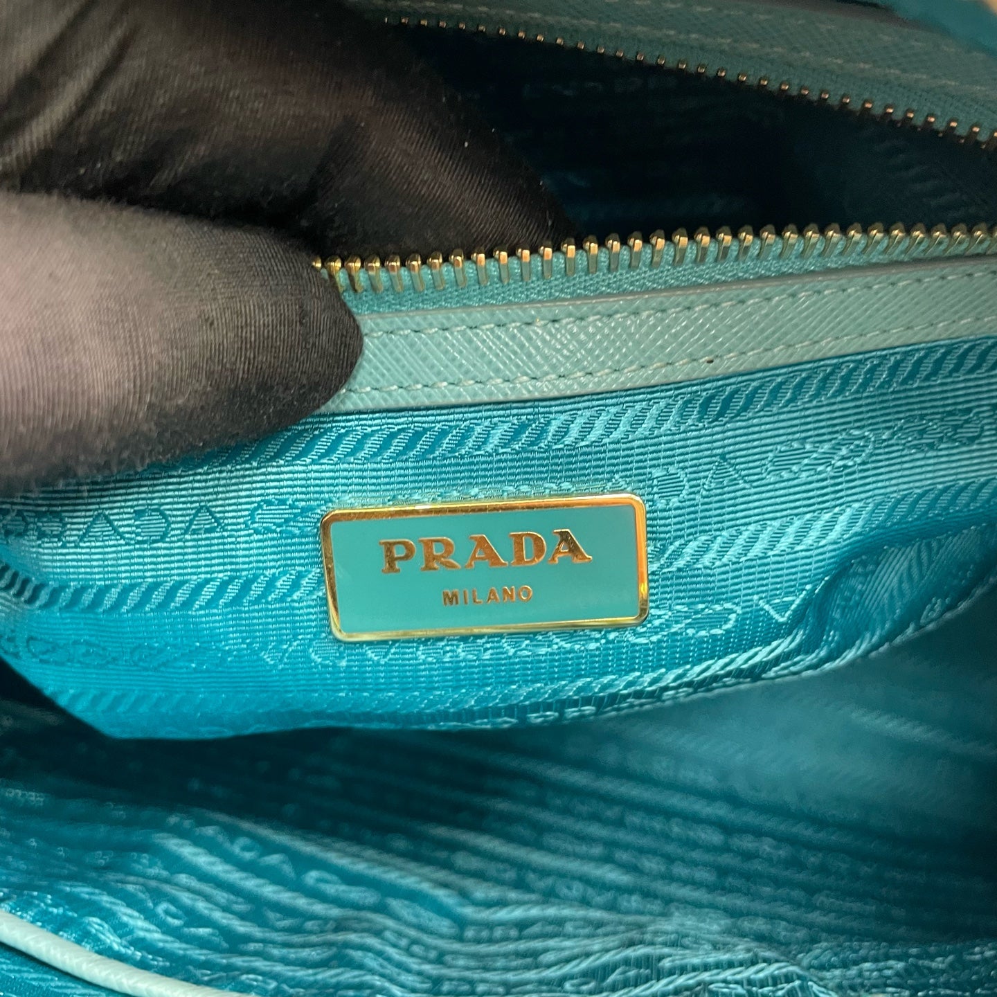 Prada - Saffiano Lux Boston Bag - Saffiano leather - Aqua Blue - (Medium)