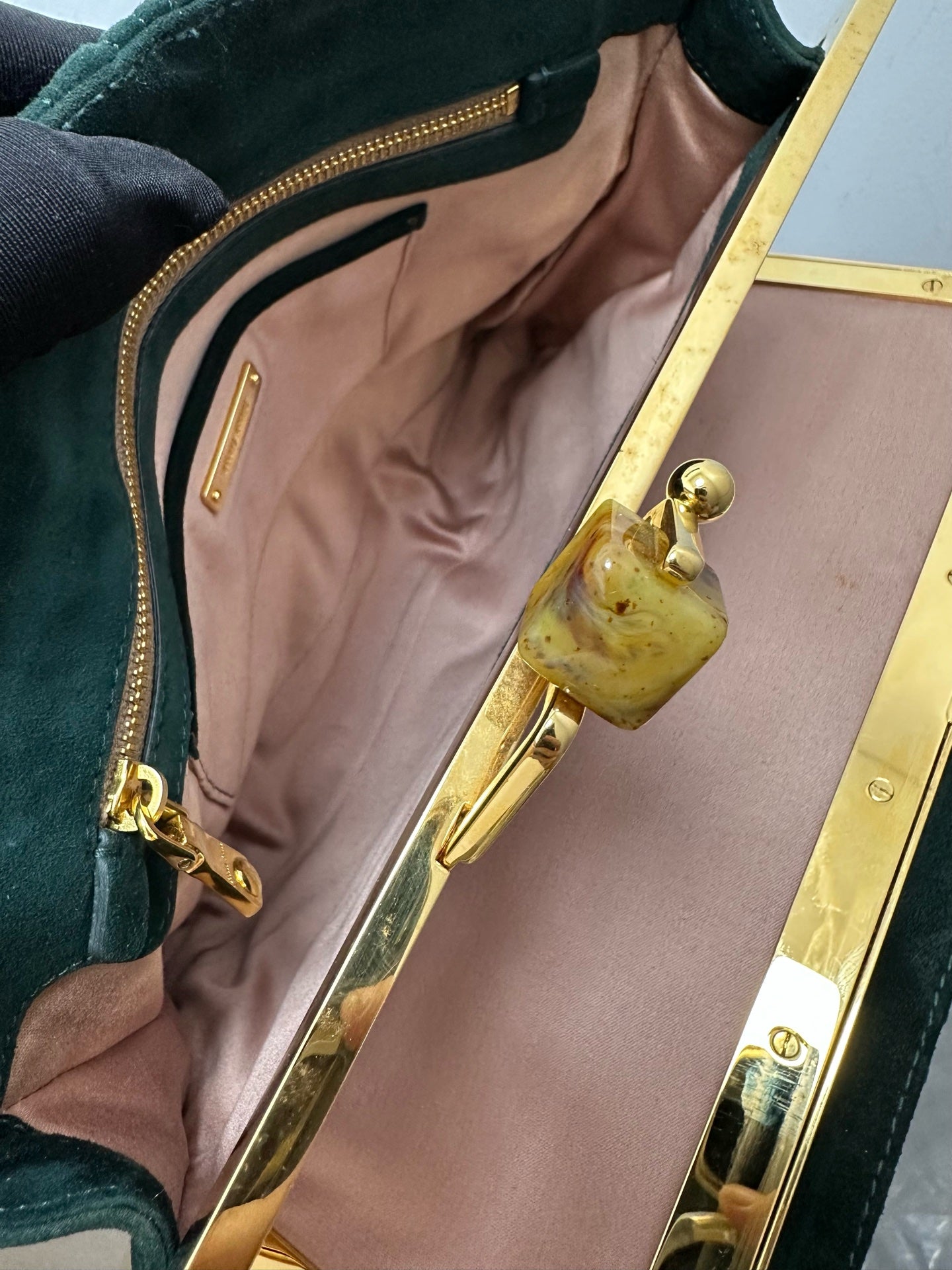 Miu Miu - Matelassé Velvet Clutch Bag - Velvet - Green - (small)