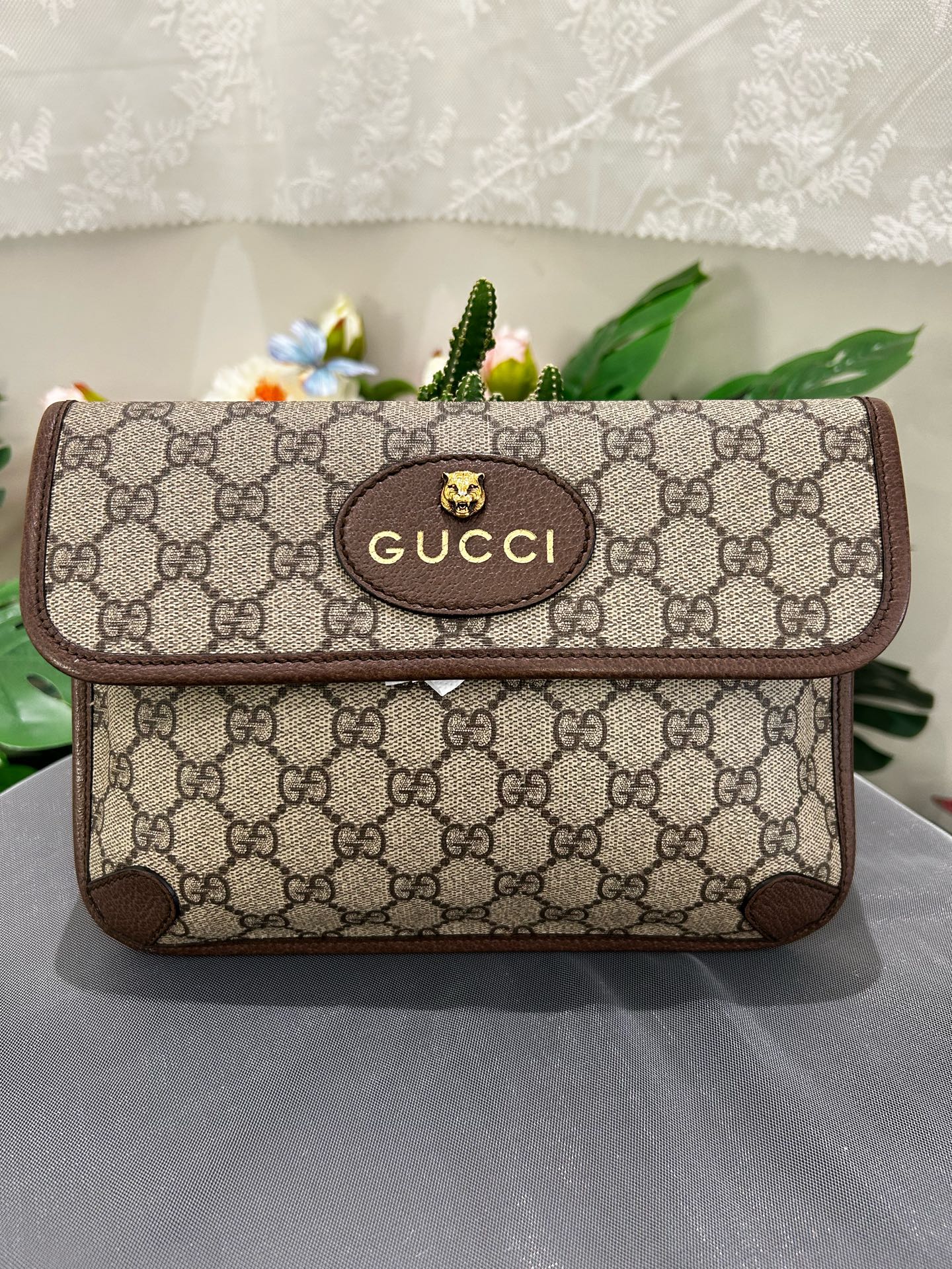Gucci - Tiger Head Belt Bag - GG Supreme canvas with leather trim - Brown - (medium)