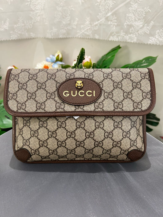 Gucci - Tiger Head Belt Bag - GG Supreme canvas with leather trim - Brown - (medium)