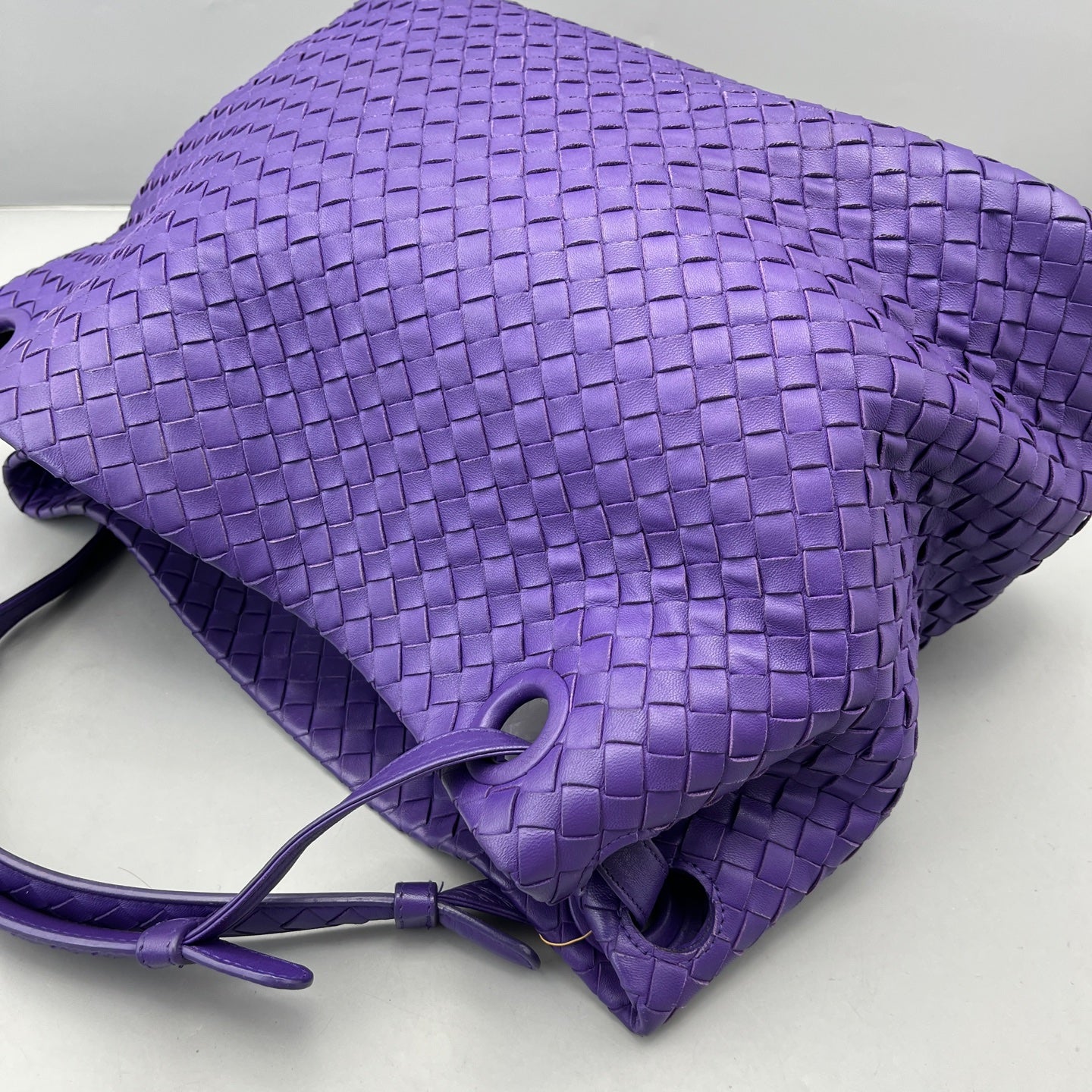 Bottega Veneta - Intrecciato Double Bridge Tote - Leather - Purple - (Large)